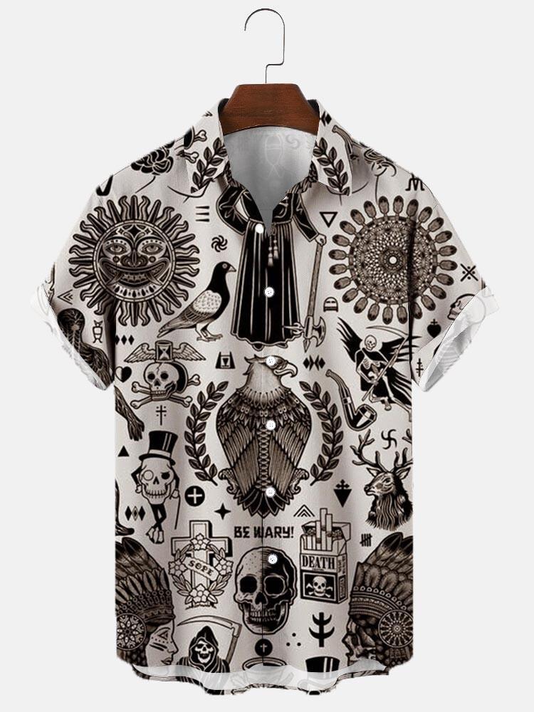 Chemise à manches courtes imprimé numérique 3D pour homme de grande taille