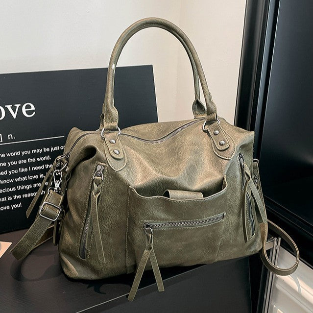 Mode de style moto Sac à main femme de grande capacité