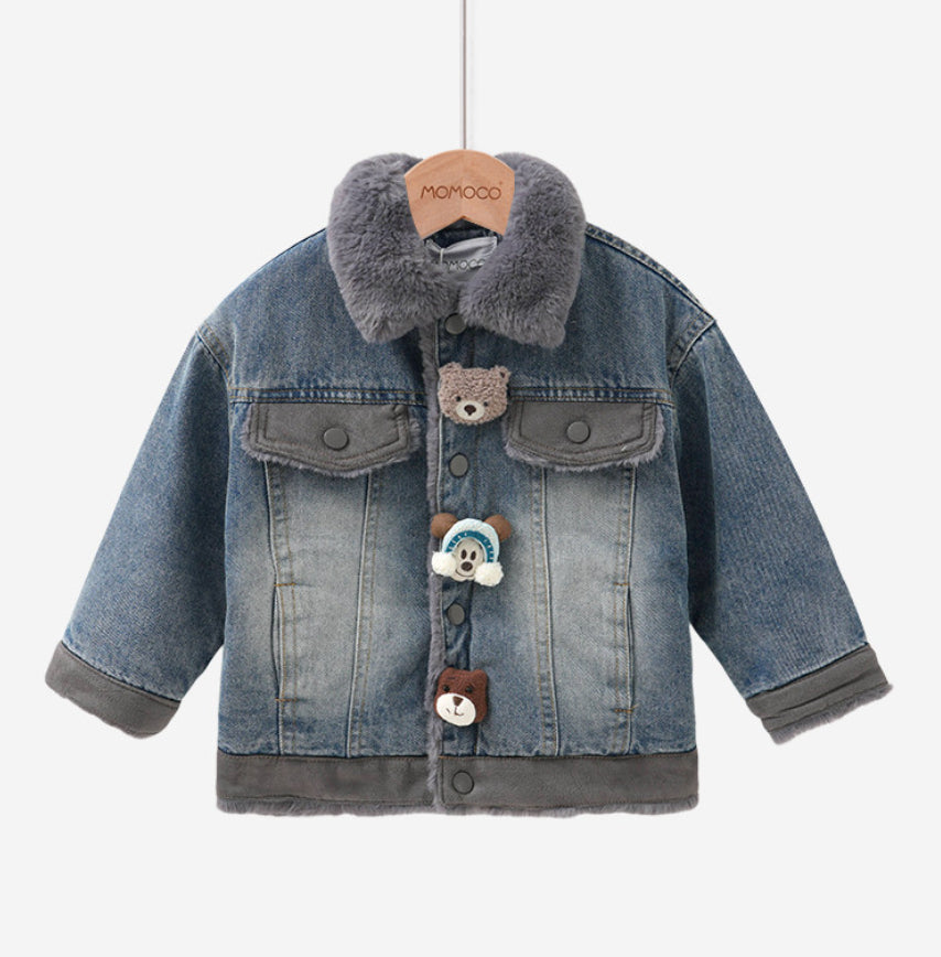Veste en denim épais doublée de polaire d'hiver pour garçons