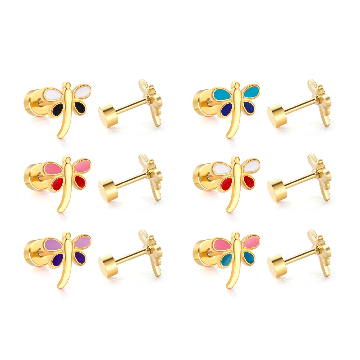 Boucles d'oreilles Crown-flower mignons et doux Boucles d'oreilles Stud en acier inoxydable