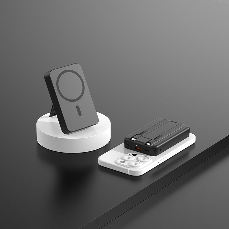 Banque d'alimentation Deux voies Super rapide Charge magnétique Portable Banque d'alimentation sans fil avec ligne
