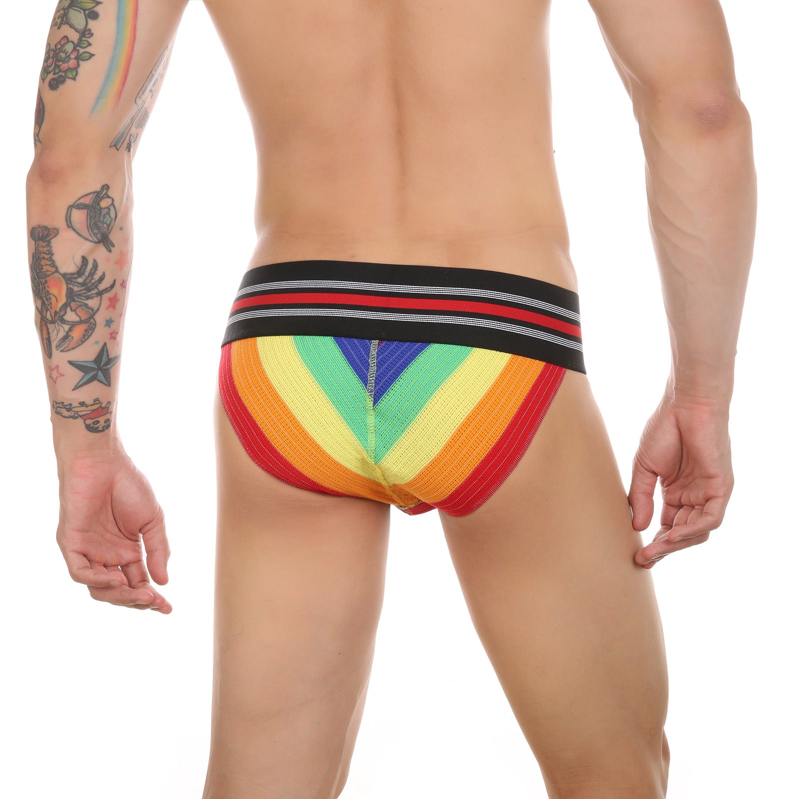 Sous-vêtements sport arc-en-ciel haute coupe ultra large pour hommes