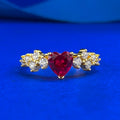 S925 Silver Gold-colored Blood-red Diamond-studded Ring For Women