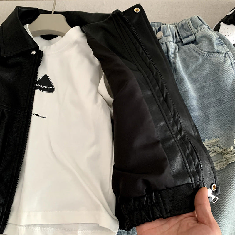 Beau et cool veste en cuir garçon