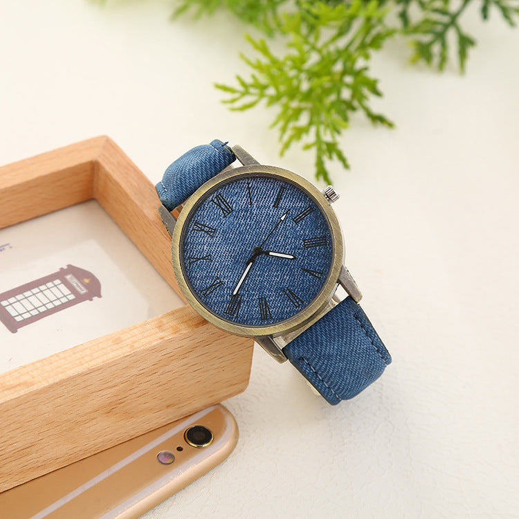 Montre Quartz Ceinture Denim Casual Femme