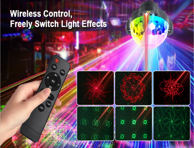 Disco Party Light DJ Stage Ocean Star Projector Light avec télécommande Sound activé
