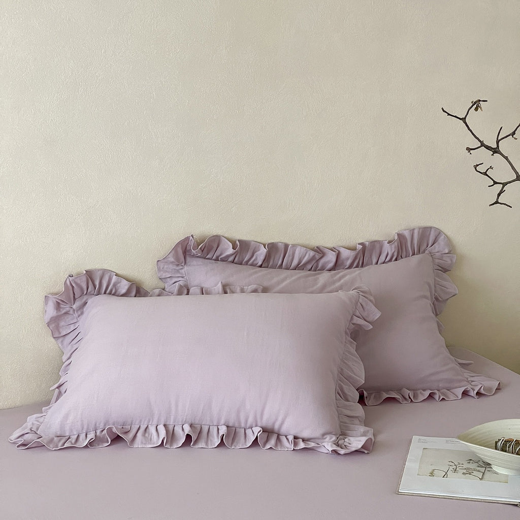 Pure coton à bords de volant Double couche Gauze Oreiller simple