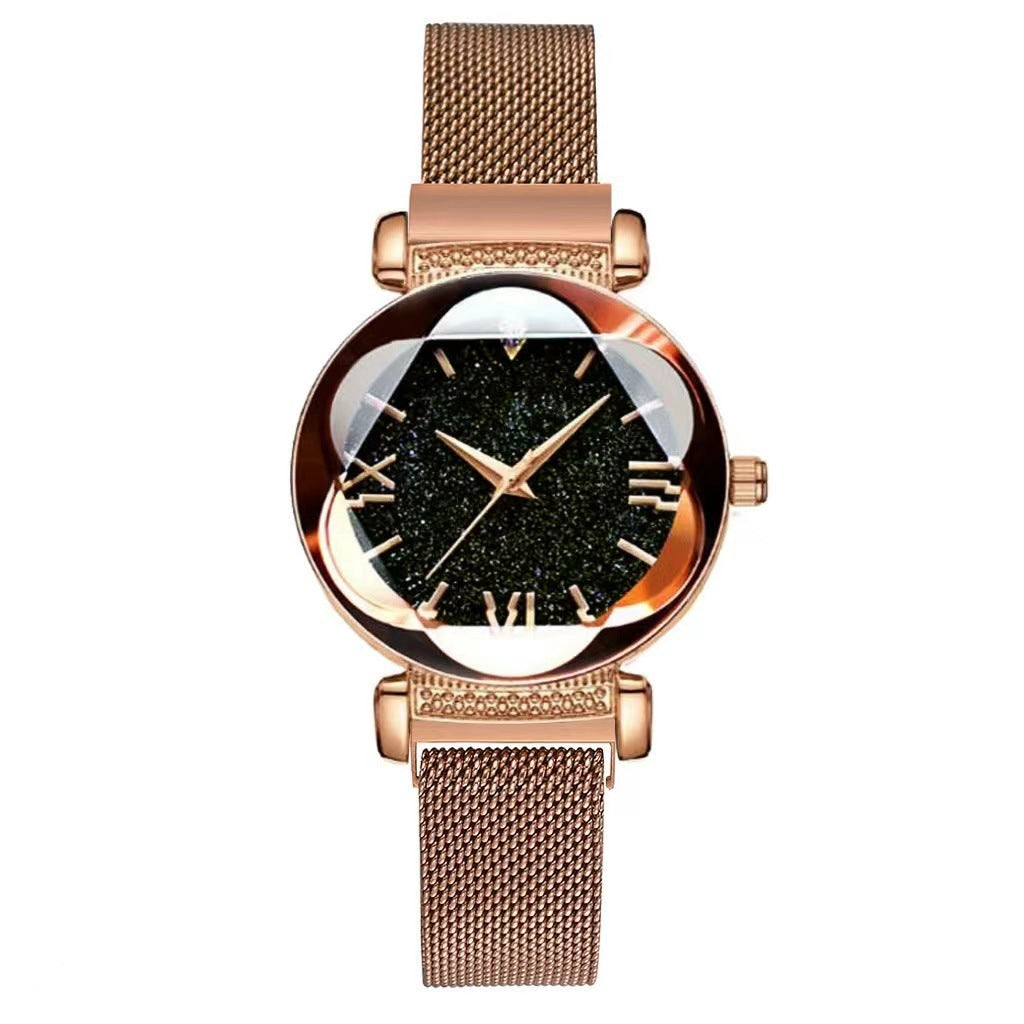 Magnetic-steel Starry Sky Montres pour femmes de style romain avec bracelet milanais polyvalent