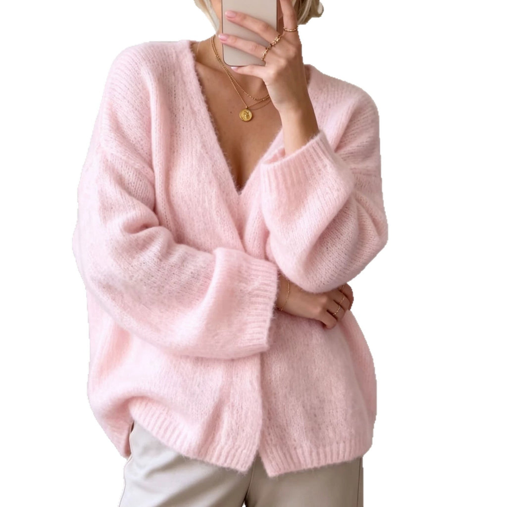 Chandail de cardigan tricoté pour femmes Chandail de couleur solide pour femmes