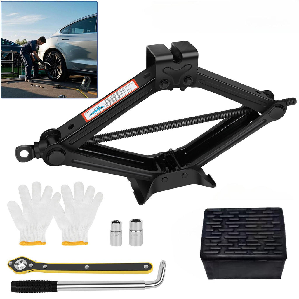 Ciseaux Jack Set 3 tonnes de voiture Auto Jack Kit avec clé à main Cran Lug Clé Royaume-Uni