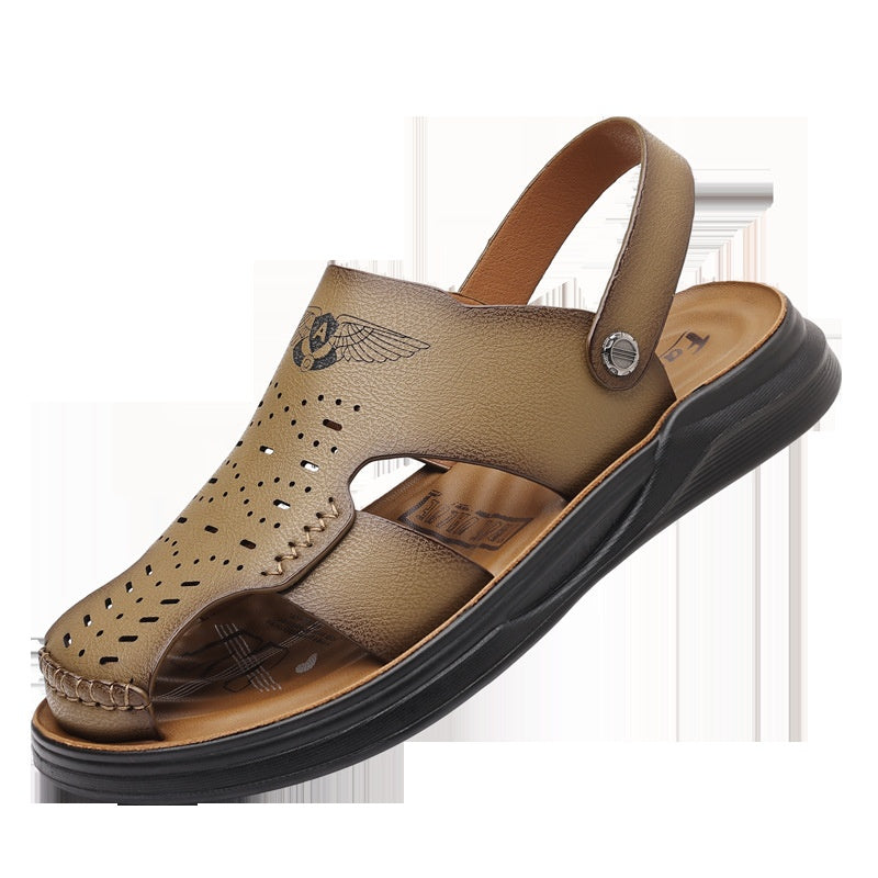 Sandales d'orteils en cuir véritable convenant à la fois à l'usure extérieure et à la conduite