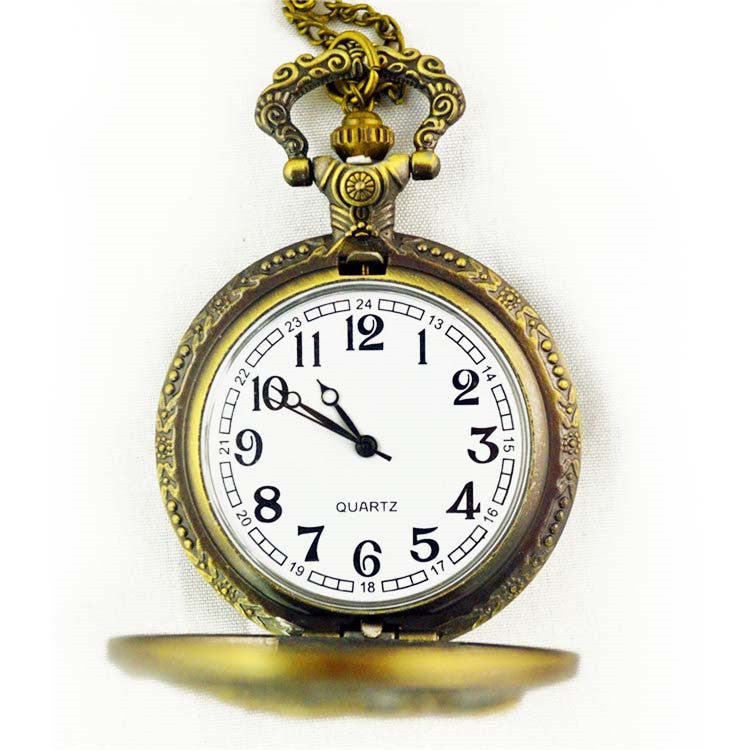 Montre de poche rétro de bronze Vintage Zodiac Quartz
