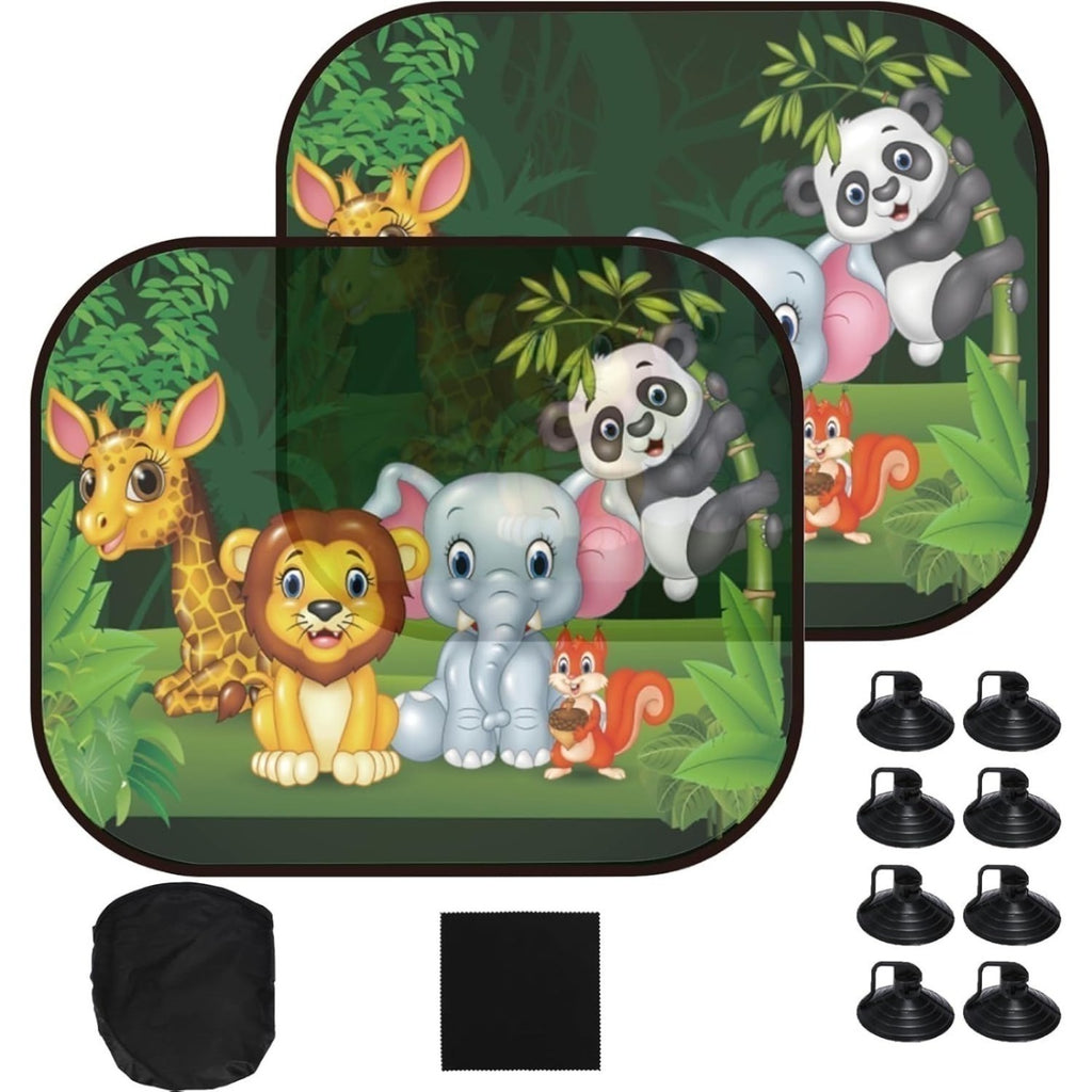 2 foldable car sunshades with suction cups