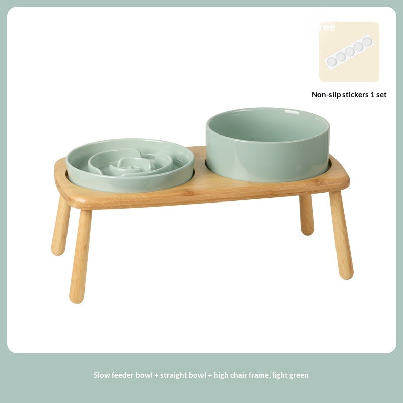 Ceramic Dog Bowl Pet Dog Slow-Feeding Anti-Choking Fooder Tip-Proof Bowl