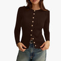 Femmes Manches longues Button-front Knit Cardigan