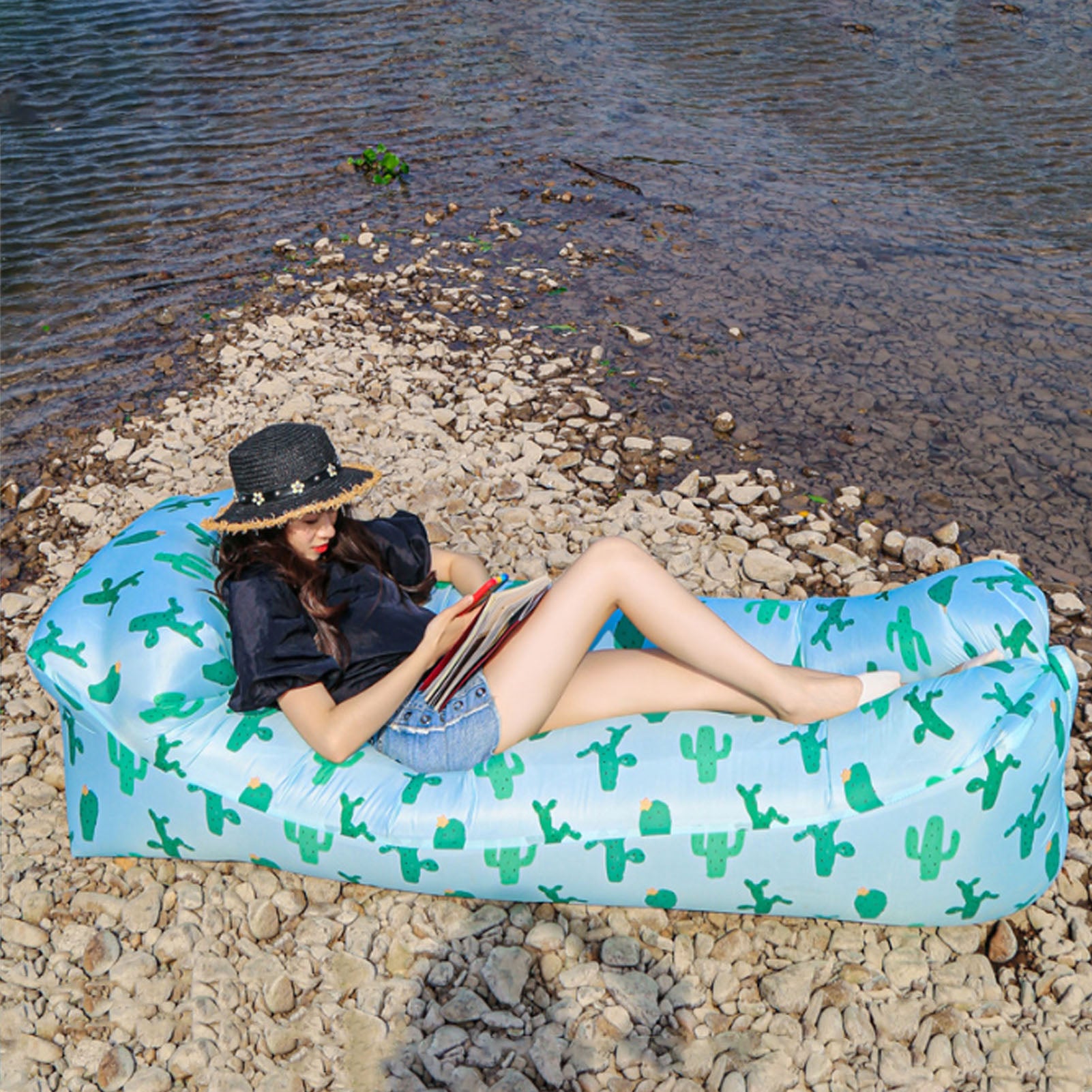 Fauteuil gonflable Portable Fibre de polyester pliable Confortable Bonne capacité de roulement