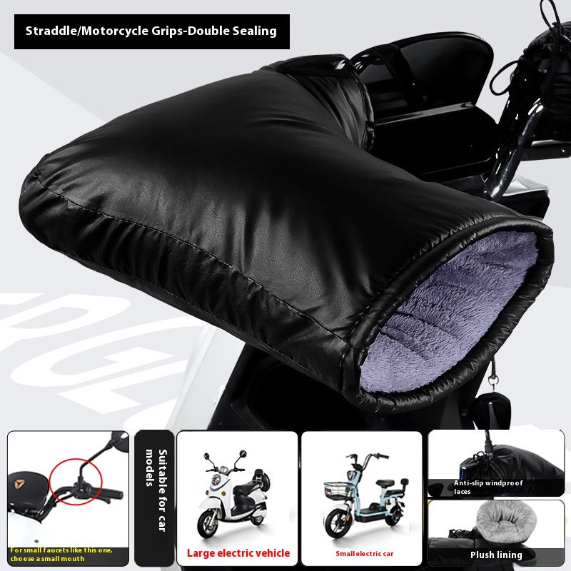Poignée de moto électrique Poignée de pare-brise thermique d'hiver imperméable Gants doublés de polaire H