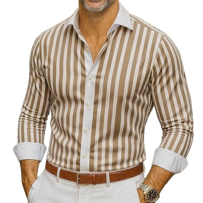 Chemise rayée manches longues pour hommes