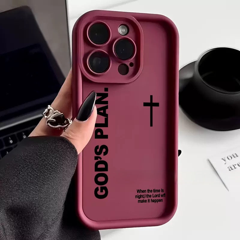Étui téléphonique en forme de croix avec un design en relief