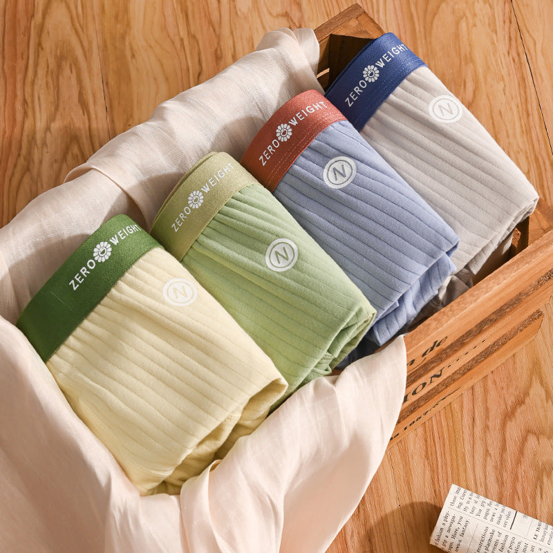 Sous-vêtements pour hommes en coton purifié rayé Couleur contrastante de la taille moyenne