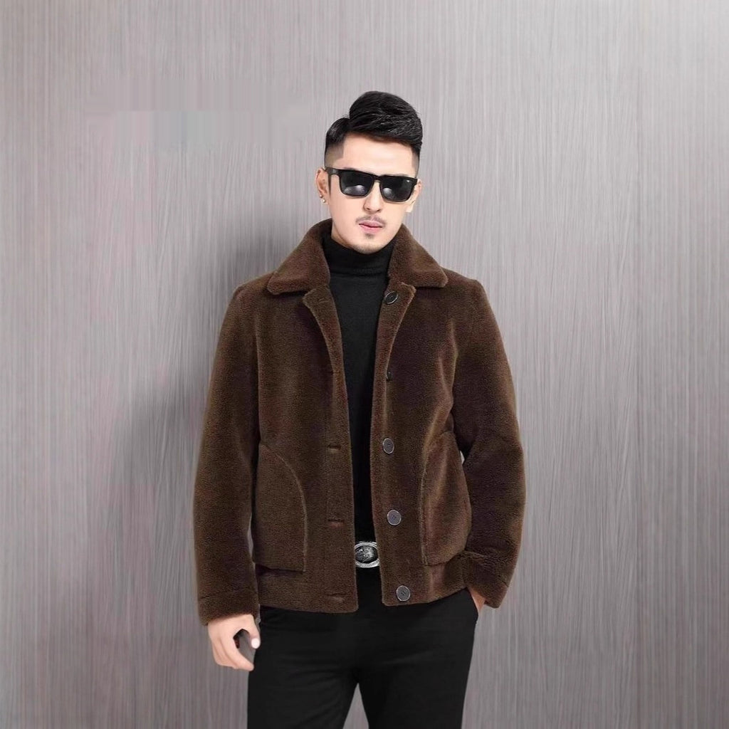 Veste Polo Collar à double face Veste en velours rembourré en une seule pièce pour homme