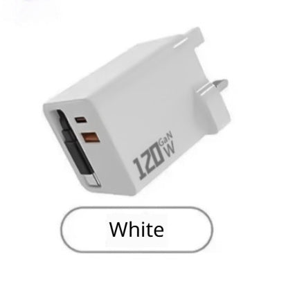 Chargeur rapide GAN 120W avec un câble rétractable intégré