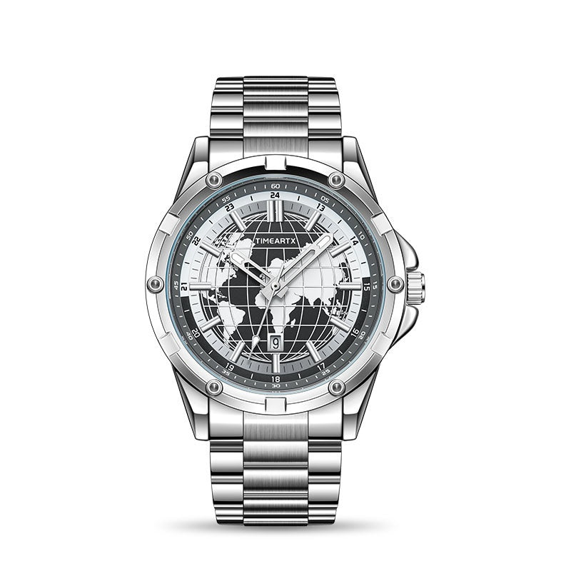Luminous water-resistant terrestrial quartz watch