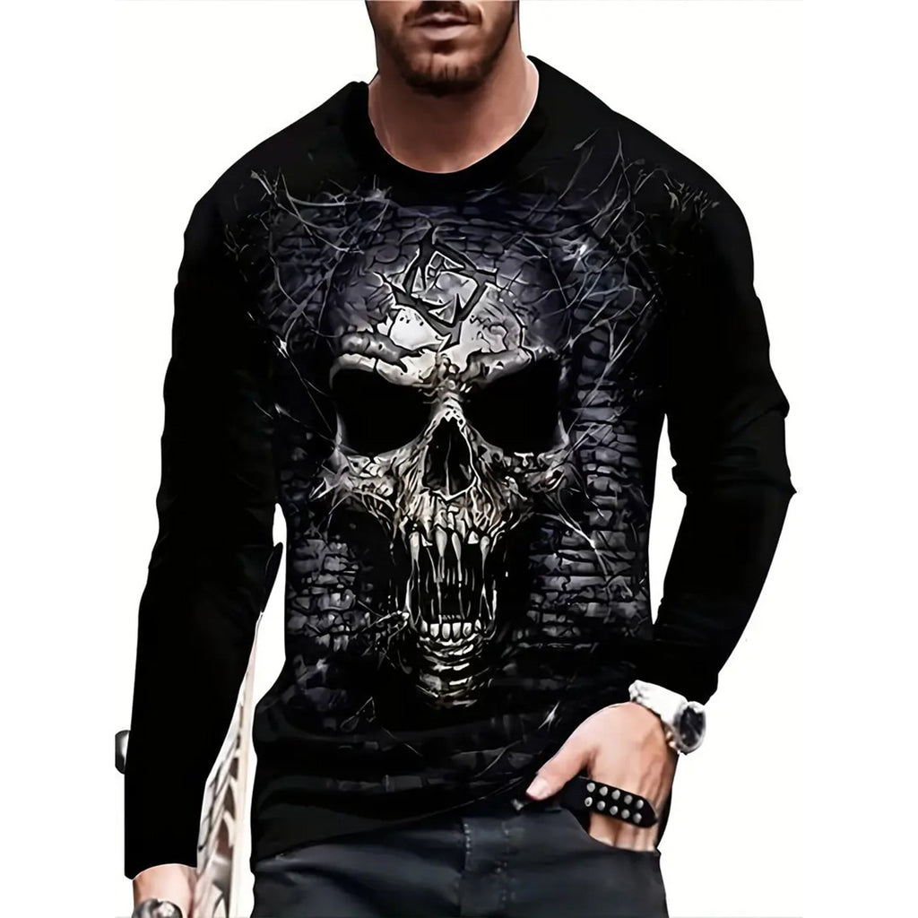 T-shirt retro homme 3D Imprimé Street Hip-hop Col rond Col rond Manches longues