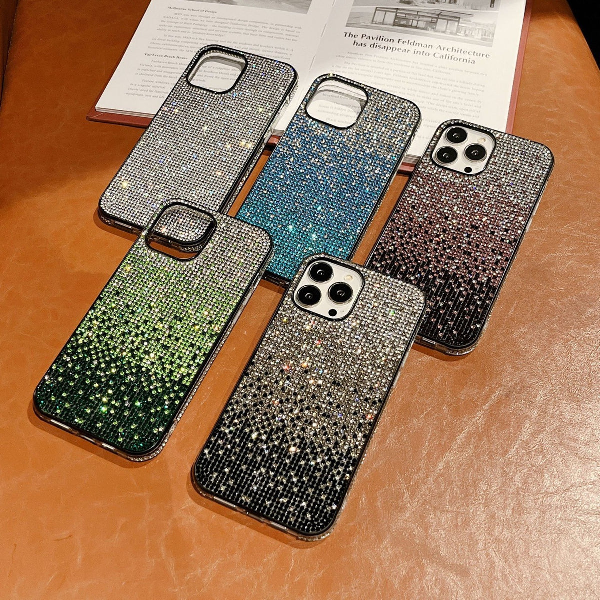 Gradient Edge Diamond Case Téléphone Starry Sky Strass