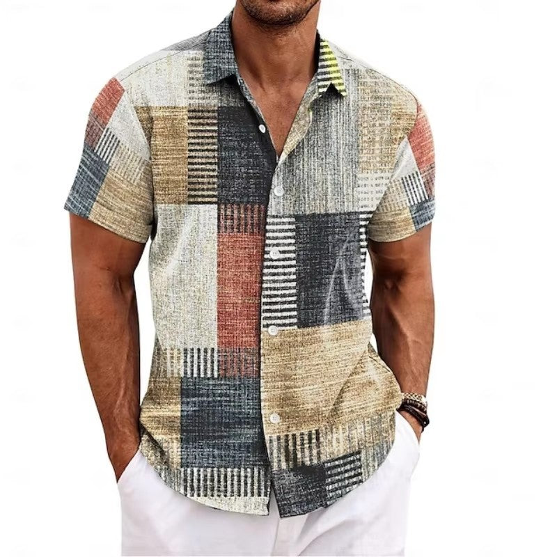 Chemise à manches courtes à manches courtes imprimées 3D de taille européenne pour homme Casual Slim-fit Beach