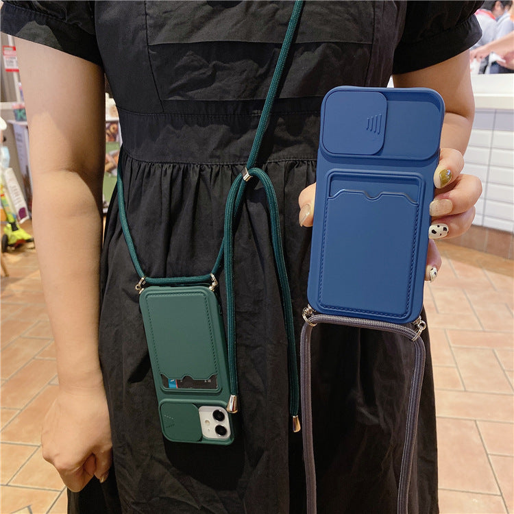 Carton coulissant Lentille Diagonal Lanyard Cas de téléphone mobile