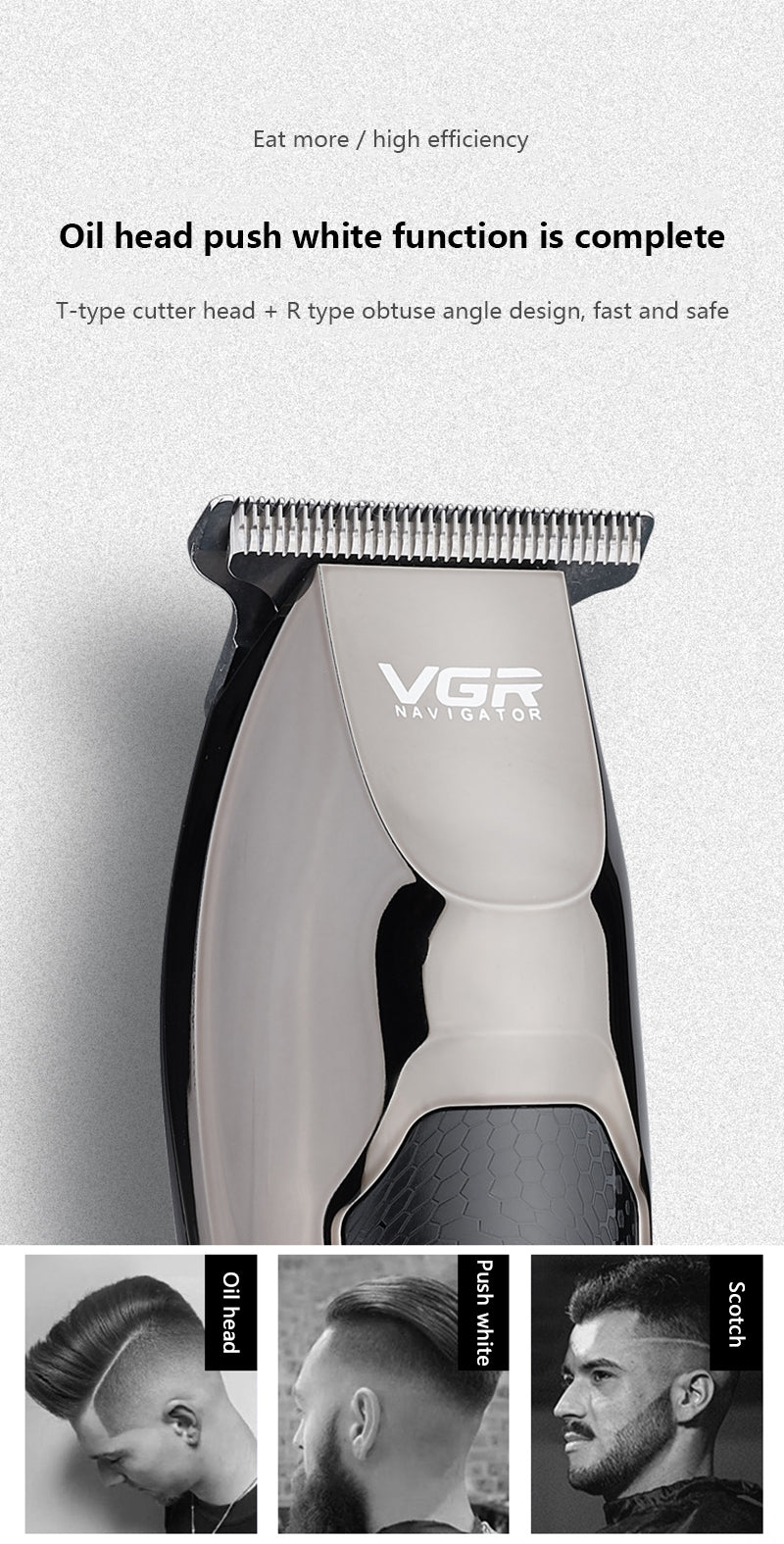 V30 professionnel imperméable TrimmerAfficher les cheveux homme Clipper Grooming Bas bruit