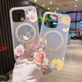 Aspiration magnétique Étui de téléphone de fleur transparent