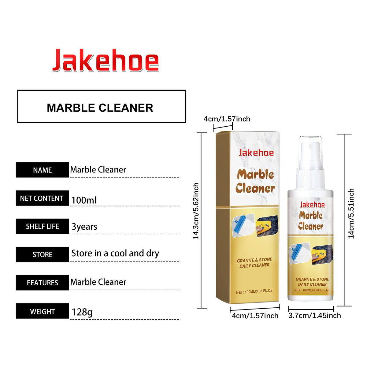 JAKEHOE Nettoyant de surface en marbre
