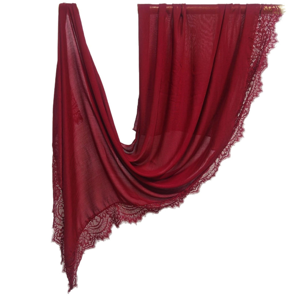 Écharpe de rayonne de couleur solide en dentelle