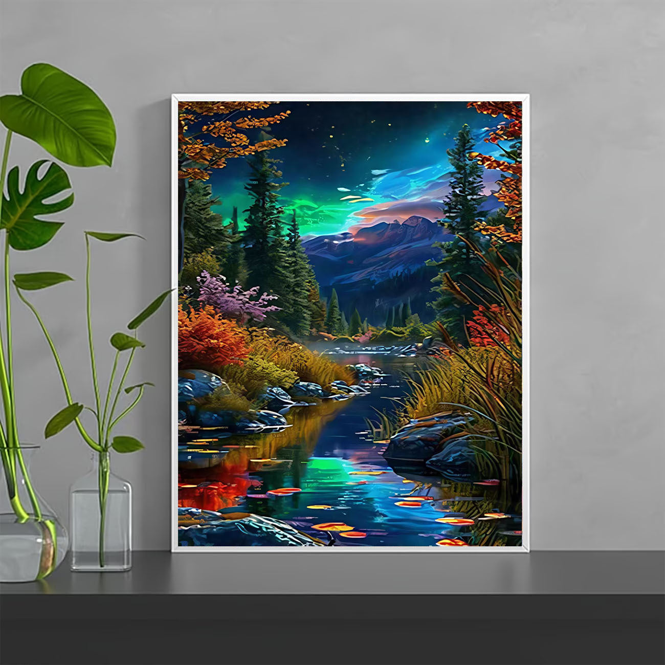 Peinture diamant 5D sur le thème du paysage Bricolage entièrement pavé avec des Strass ronds