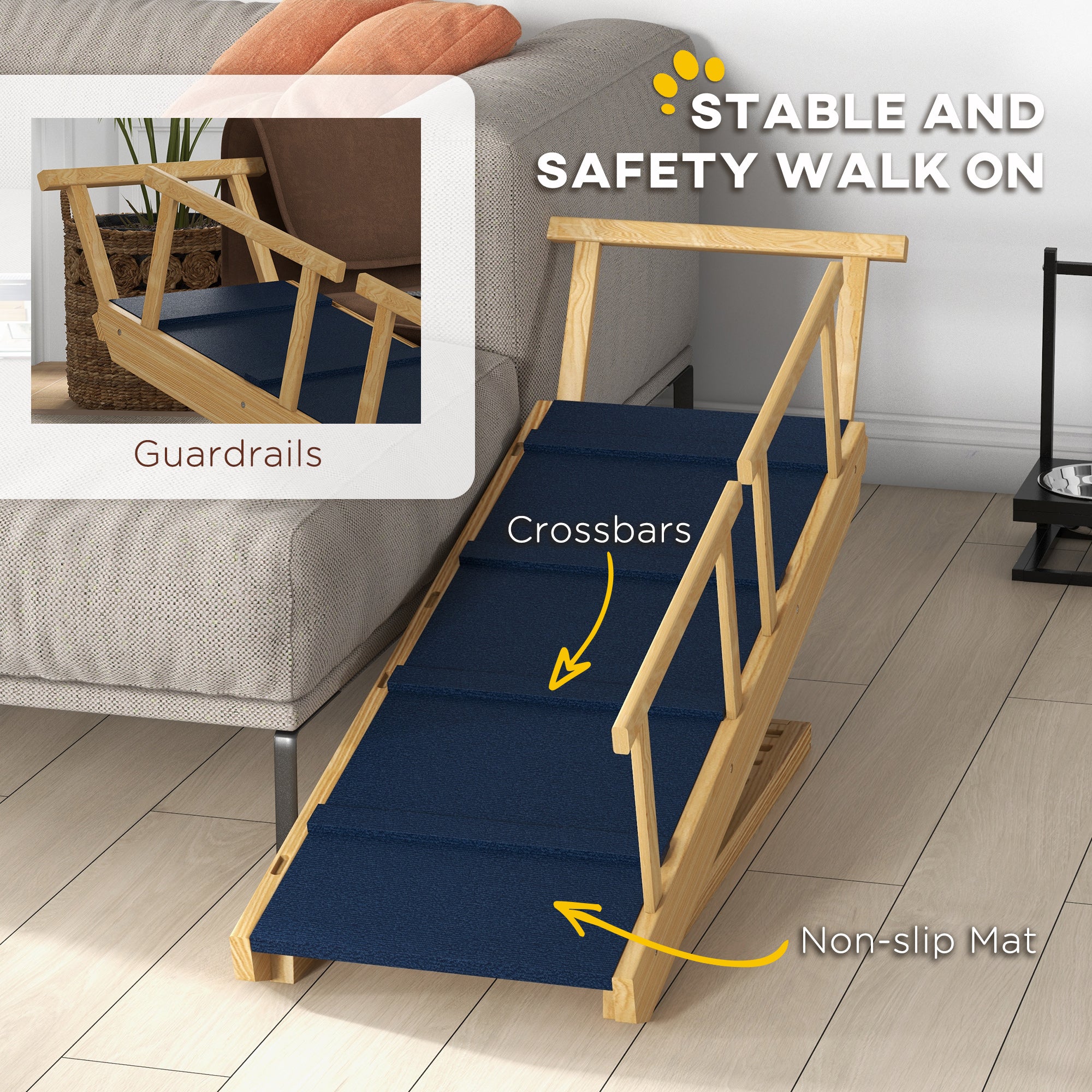 Ramp pour chien, marches réglables en hauteur, escaliers pliables pour chien avec tapis antidérapant pour petits à petits
