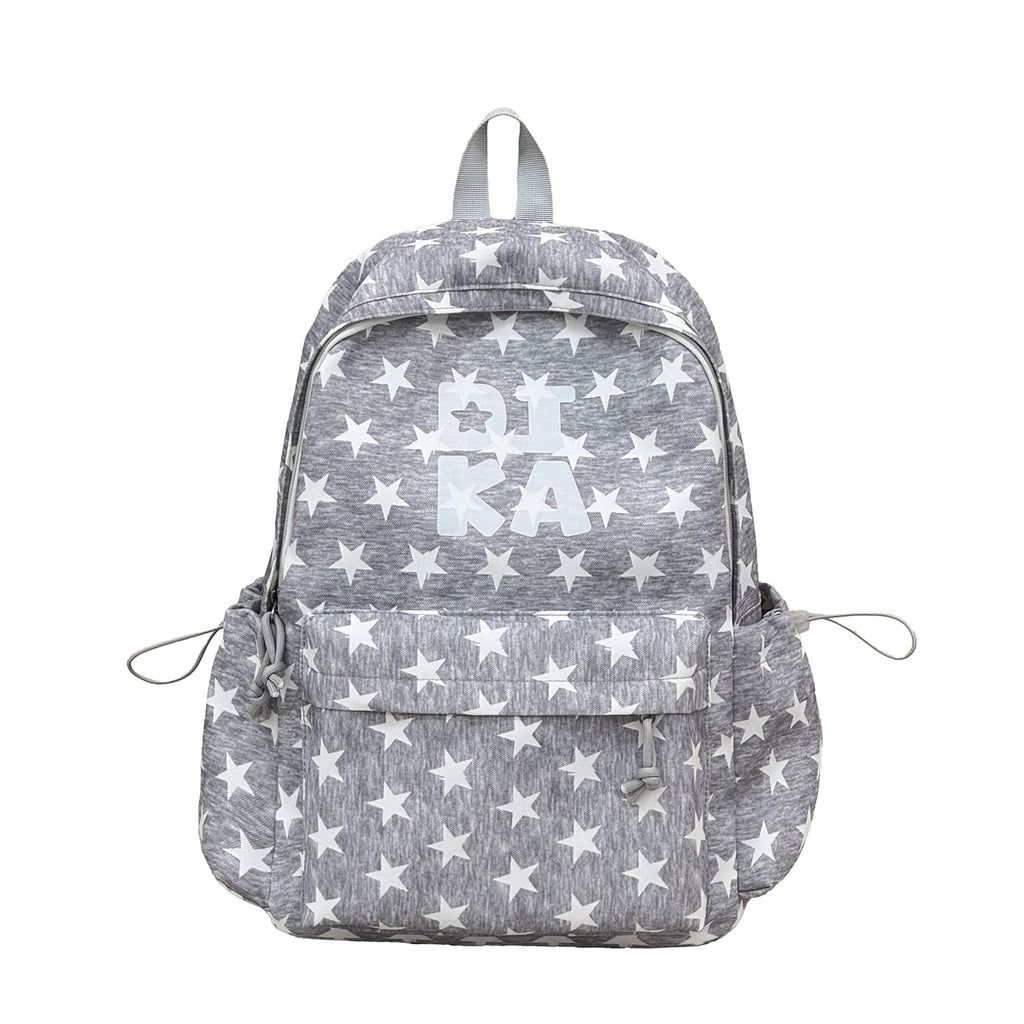 Star-print Backpack Minimalist Letter Design Léger