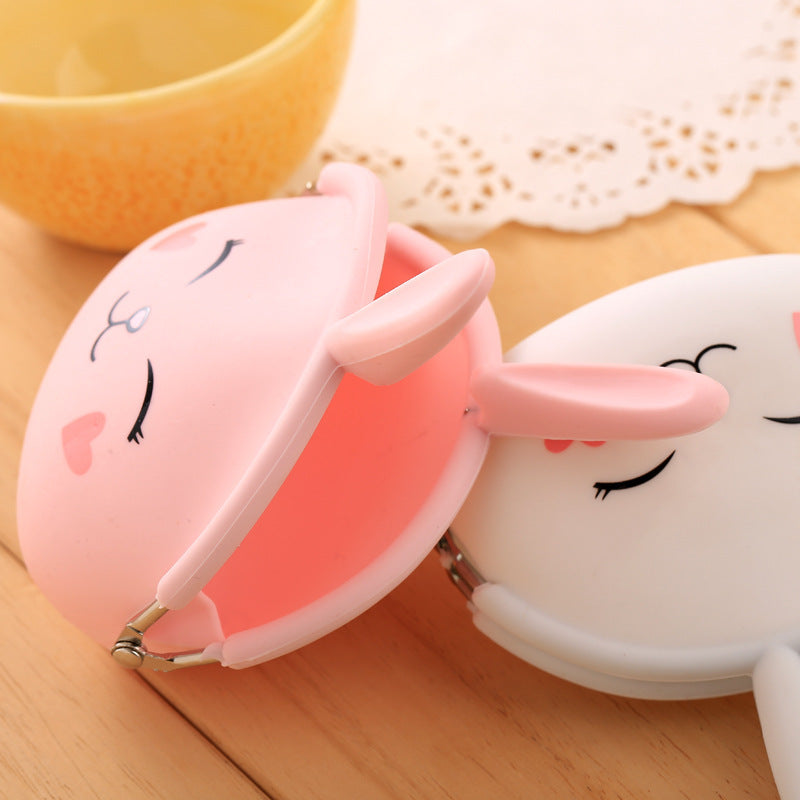 Cartoon gel de silice zéro sac à main Coréen adorable lapin zéro sac à main bonbons couleur sac à clé