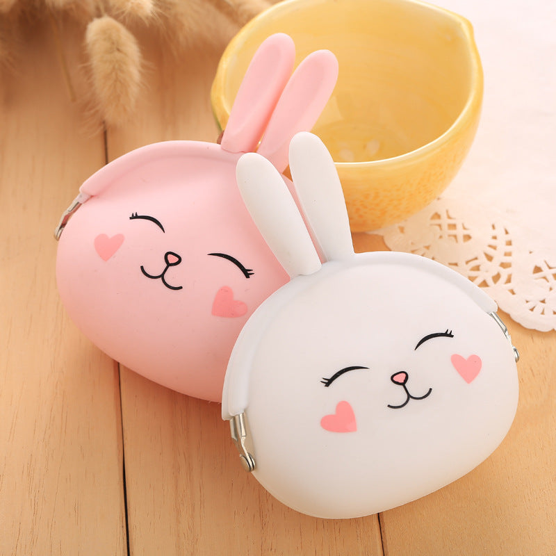 Cartoon gel de silice zéro sac à main Coréen adorable lapin zéro sac à main bonbons couleur sac à clé