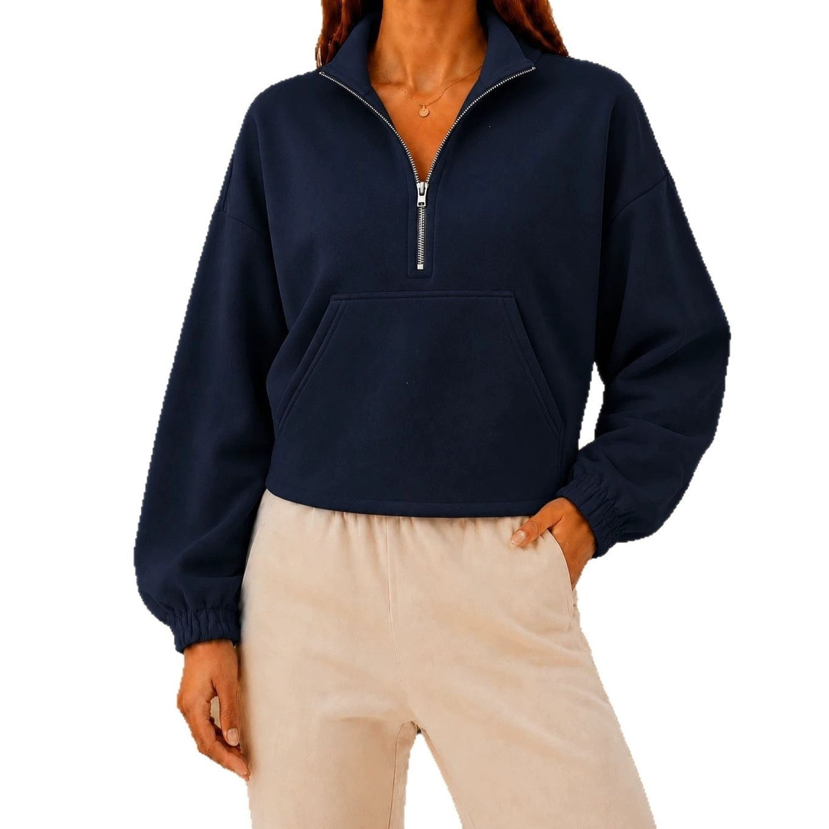 Hoodie de lapelle à half-zip avec un ajustement relaxant et des manches longues
