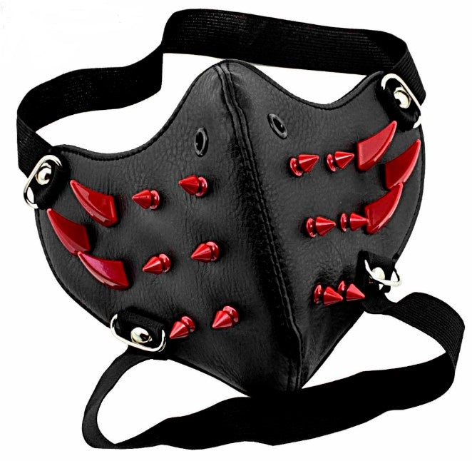 Crâne cuir d'équitation noir demi visage masque