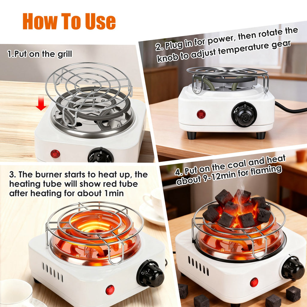 1Pc brûleur de charbon électrique 500W Hookah brûleur de charbon compact pour Hooka Cub