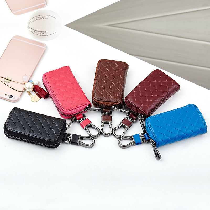 Clef de voiture en cuir case clé homme tissé