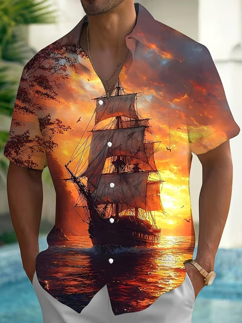 Chemise à manches courtes imprimées pour hommes