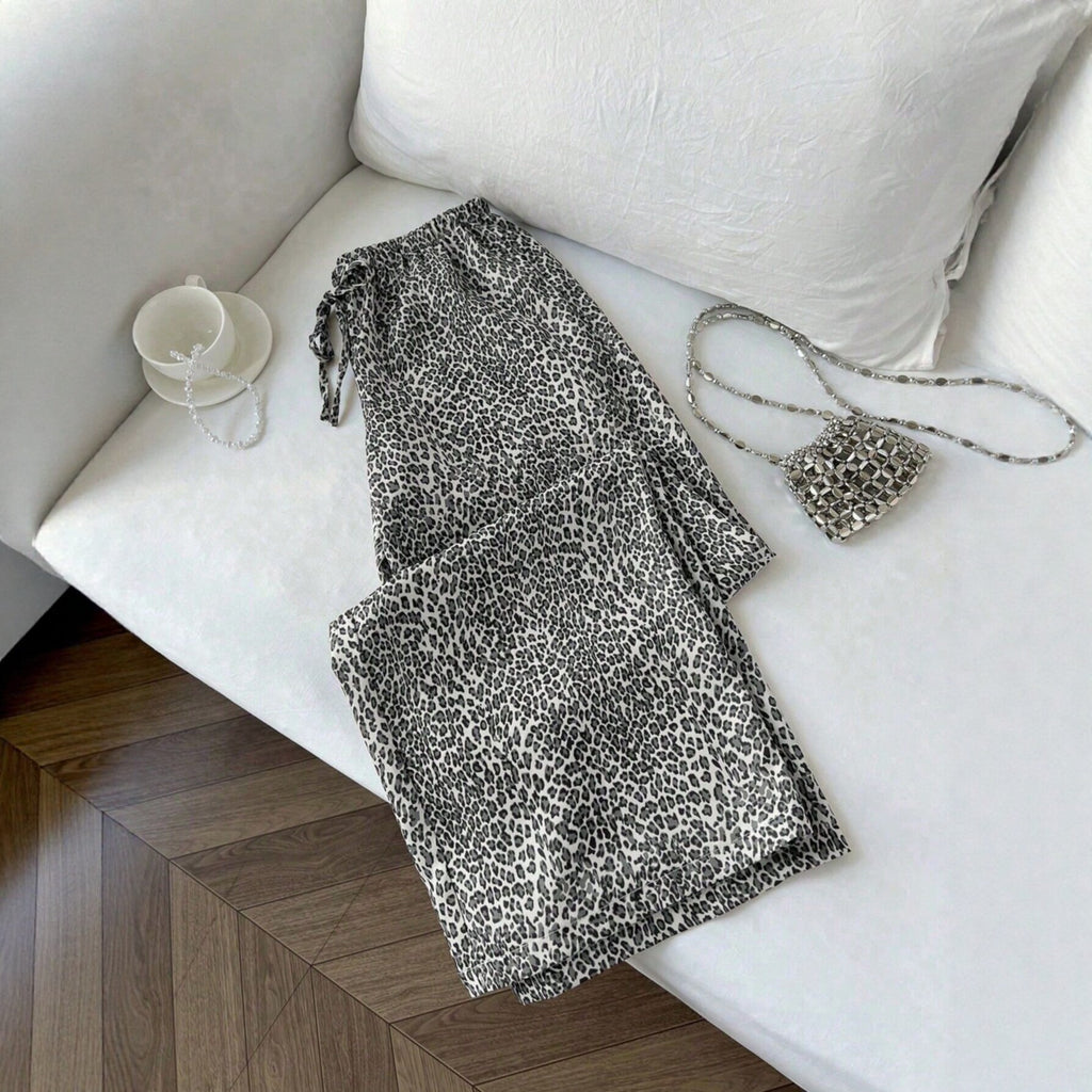 Femmes Relaxed-fit Casual Leopard-print Sweatpants de cordon de drawstring