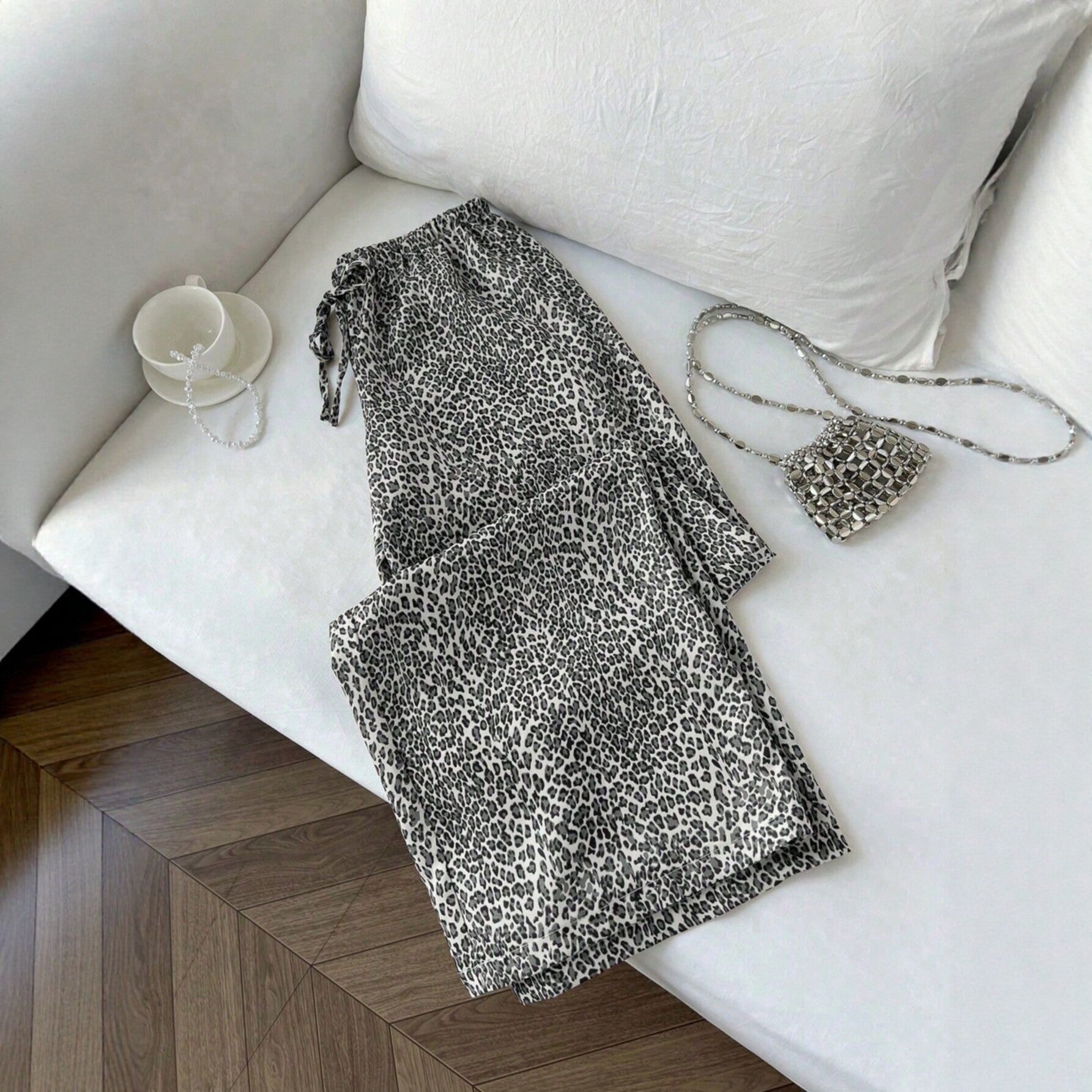 Femmes Relaxed-fit Casual Leopard-print Sweatpants de cordon de drawstring