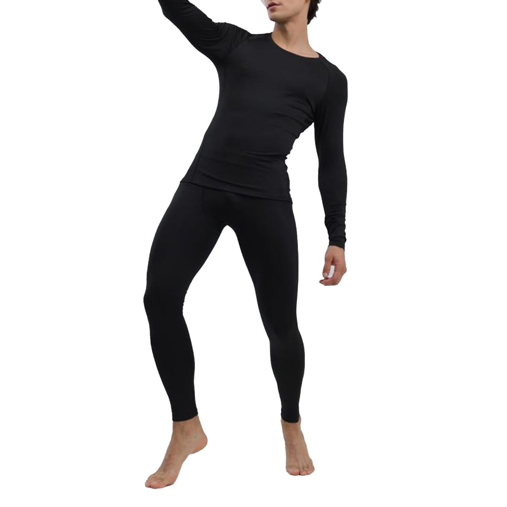 Sous-vêtements thermiques pour hommes Noir élégant Soft Close Fitting Hommes Cold Weather Top Bottom Set B