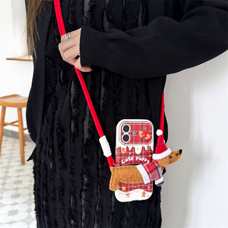 Clip haut de gamme du corps de Noël Plaid Dachshund