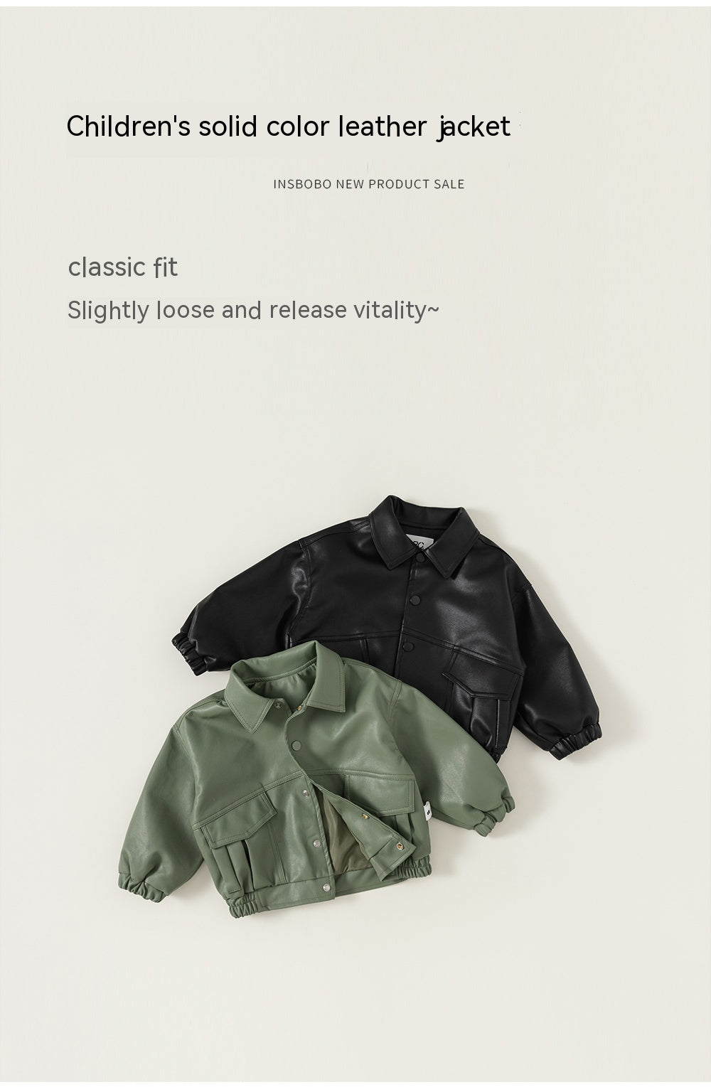 Manteau d'automne en cuir pour enfants